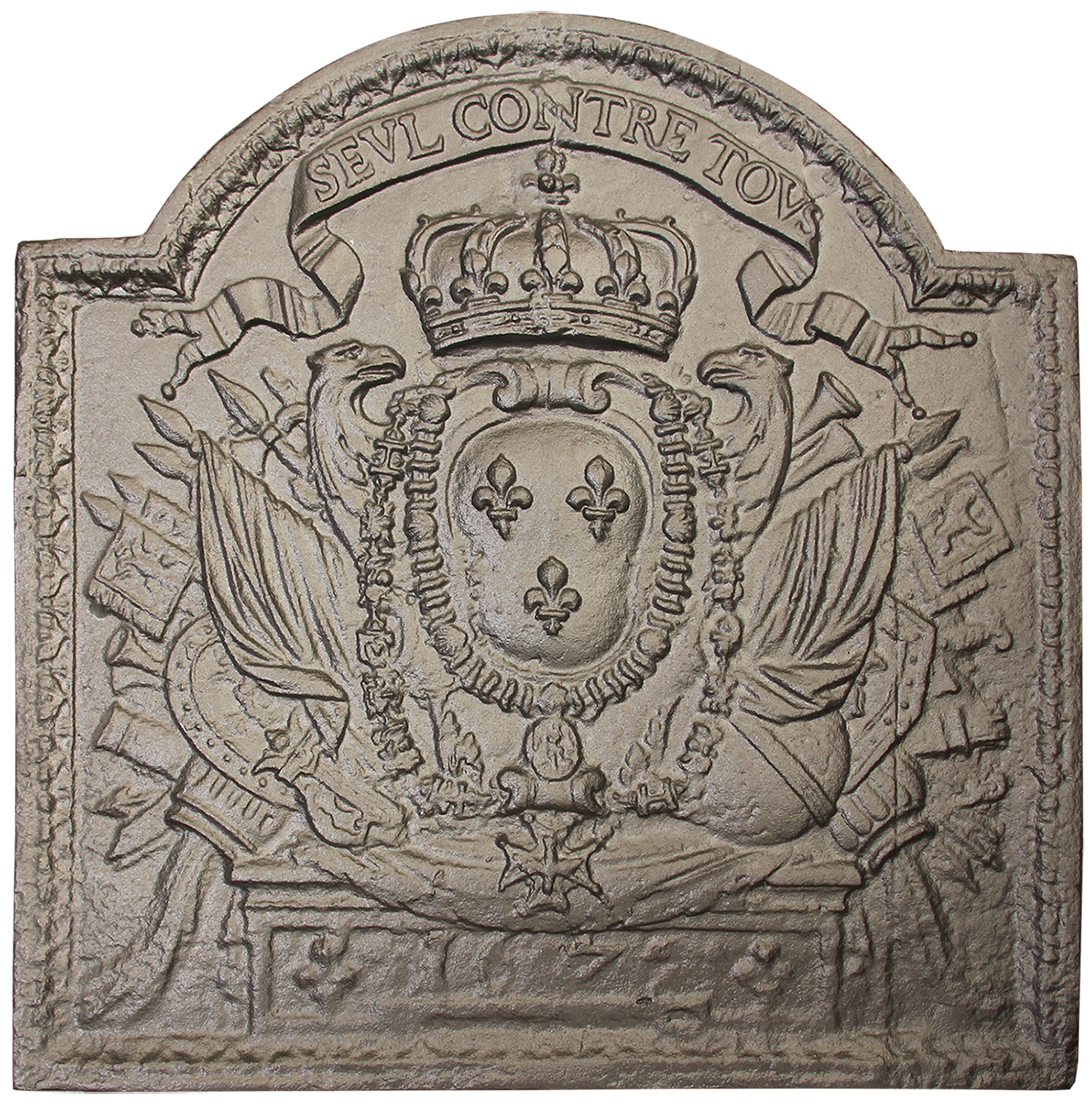Plaque de cheminée seul contre tous Dommartin grise H. 55cm X L. 54,5cm - Imagen 1