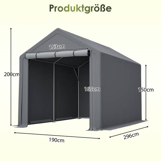 Abri de Stockage Tente Acier PE pour Vélos Outils Protection Imperméable 296x190cm Gris - ComfortXL Outdoor Living - Image 2