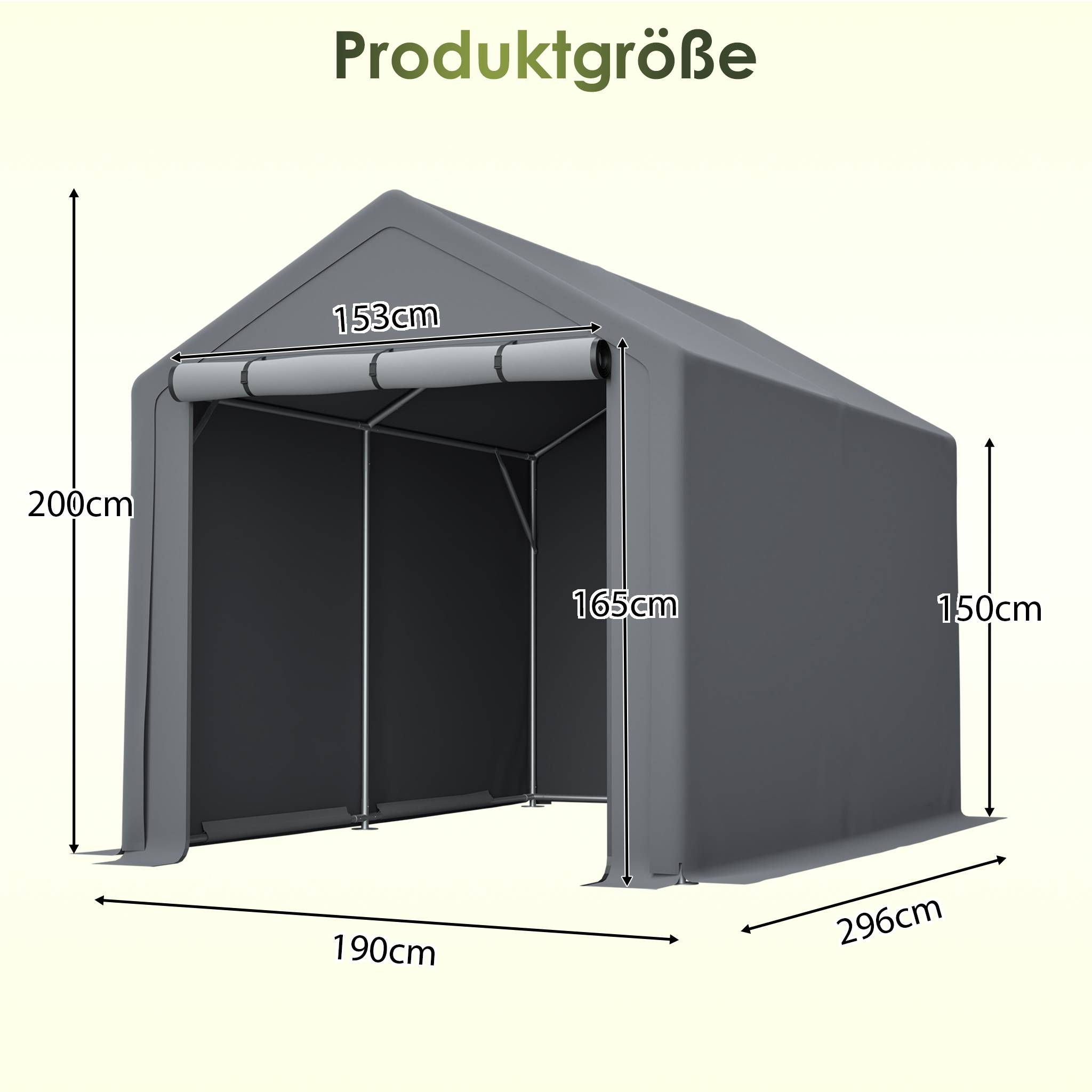Abri de Stockage Tente Acier PE pour Vélos Outils Protection Imperméable 296x190cm Gris - ComfortXL Outdoor Living - Image 2