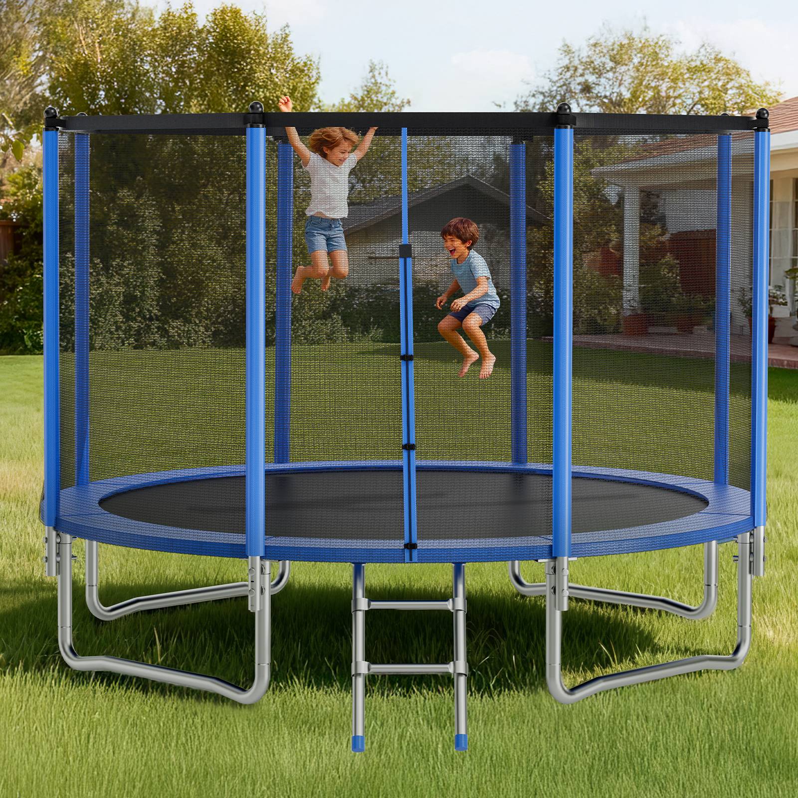 Vevor - VEVOR Trampoline extérieur 427 cm, cadre acier antirouille, filet sécurité 360°, 72 ressorts, capacité 204 kg, conforme ASTM. - Image 8