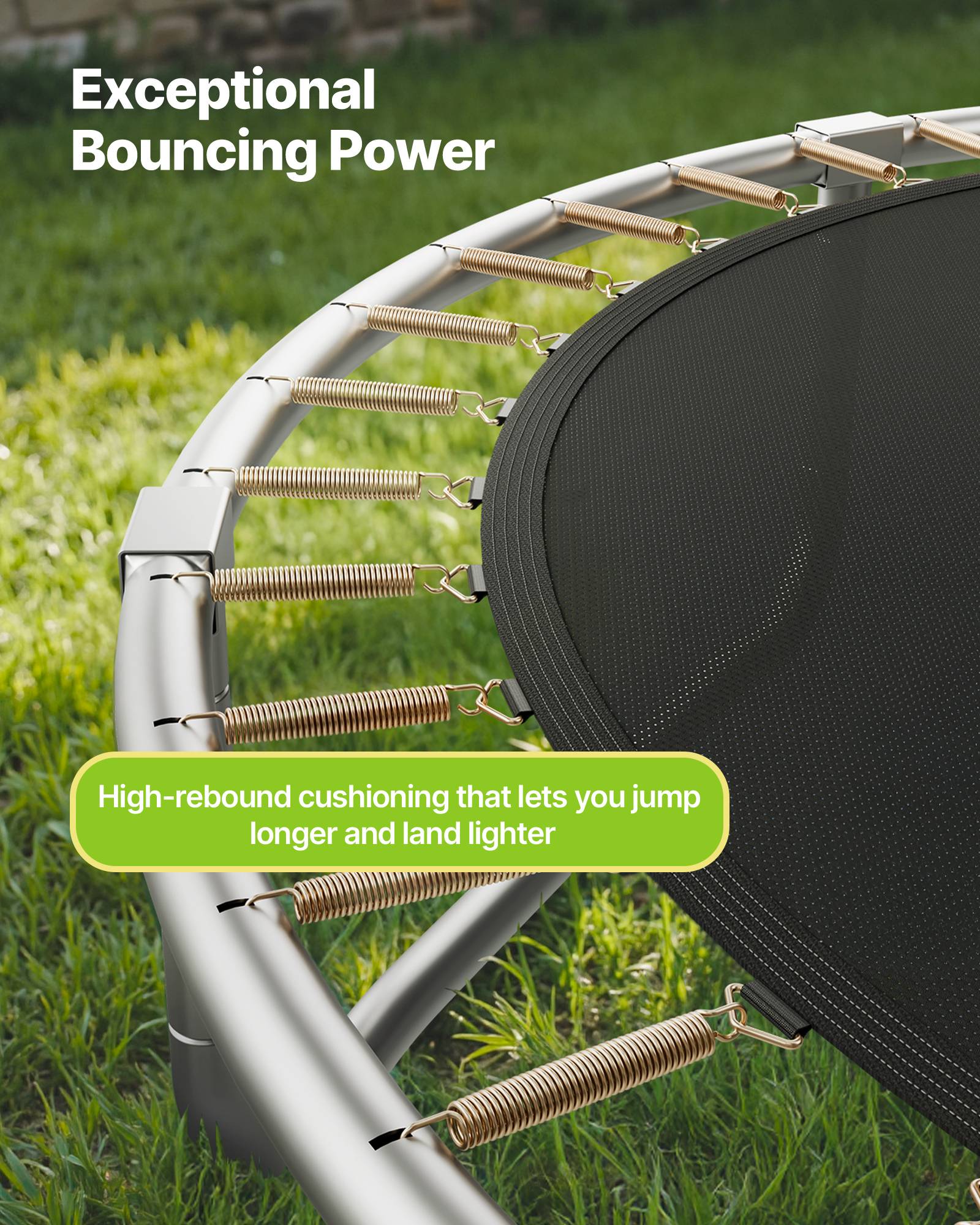 Vevor - VEVOR Trampoline extérieur 427 cm, cadre acier antirouille, filet sécurité 360°, 72 ressorts, capacité 204 kg, conforme ASTM. - Image 4
