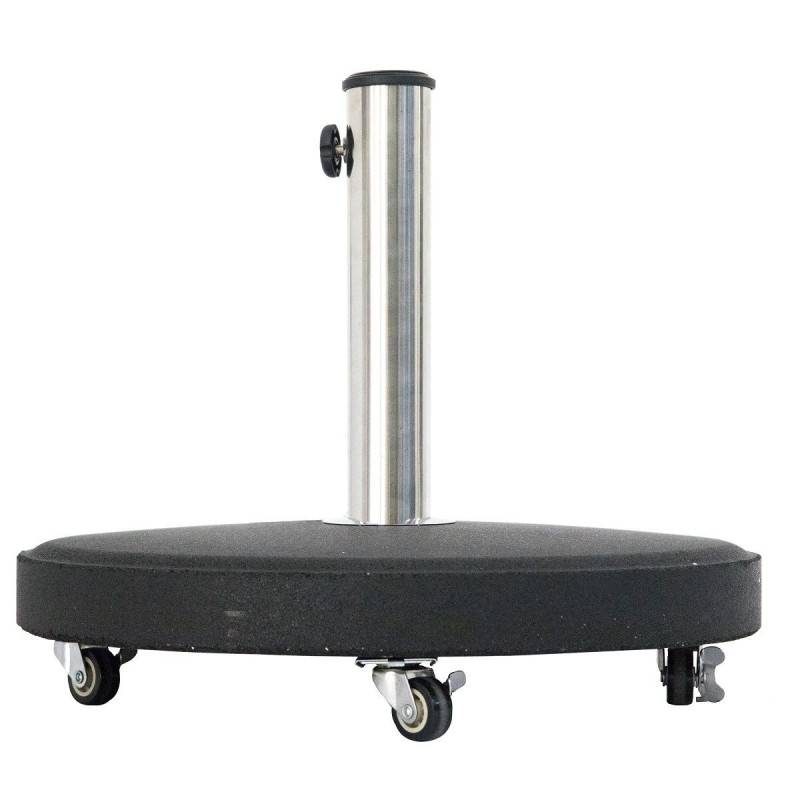 Hesperide - Pied de parasol rond à roulettes noir 25kg en béton et inox Hespéride - Image 2