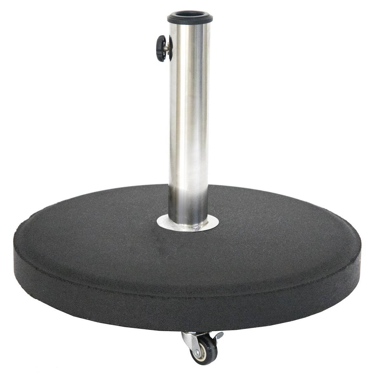 Hesperide - Pied de parasol rond à roulettes noir 25kg en béton et inox Hespéride - Image 1