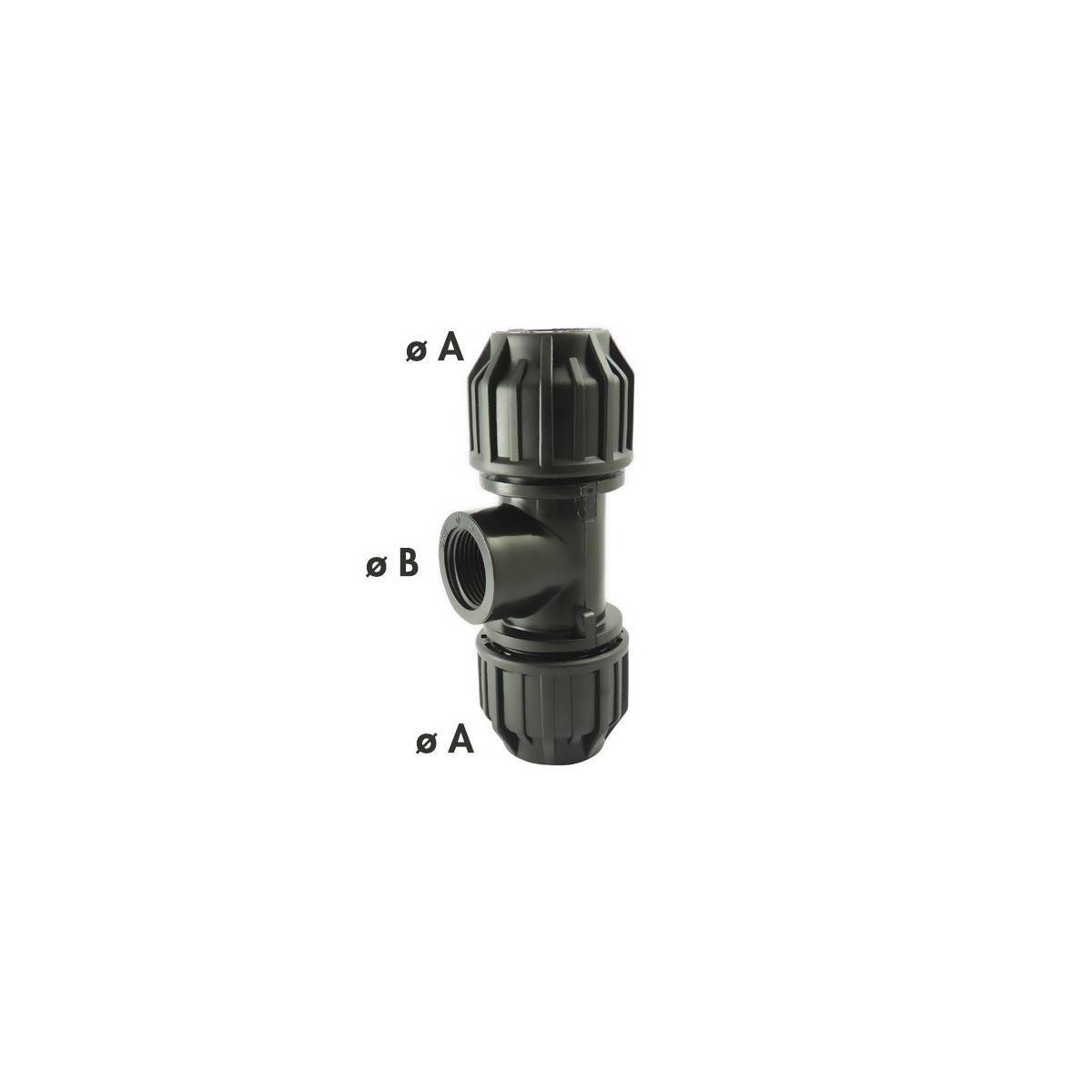 Codital - Té 90° Compression PE avec Dérivation Femelle BSP | PN16 - Ø A: 50mm | Ø B: 2'' - Imagen 2
