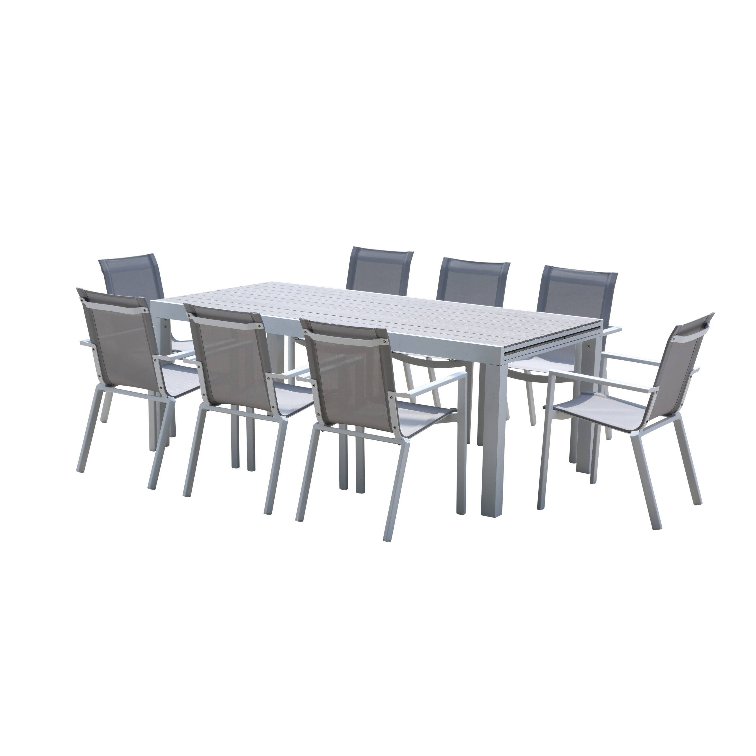 Wilsa Garden - Ensemble de jardin aluminium 8/12 places extensible TULUM avec 8 fauteuils - Imagen 1