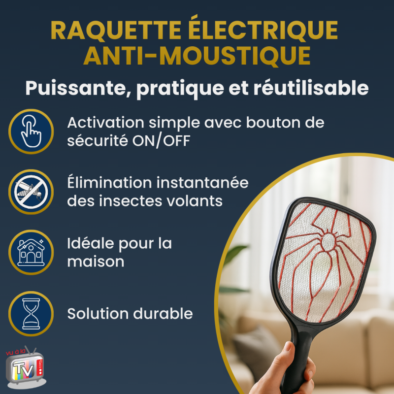 La raquette NO INSECT  | Elimine tous les insectes volants | Raquette électrique contre les insectes | Bouton de sécurité on/off- VENTEO - Image 2