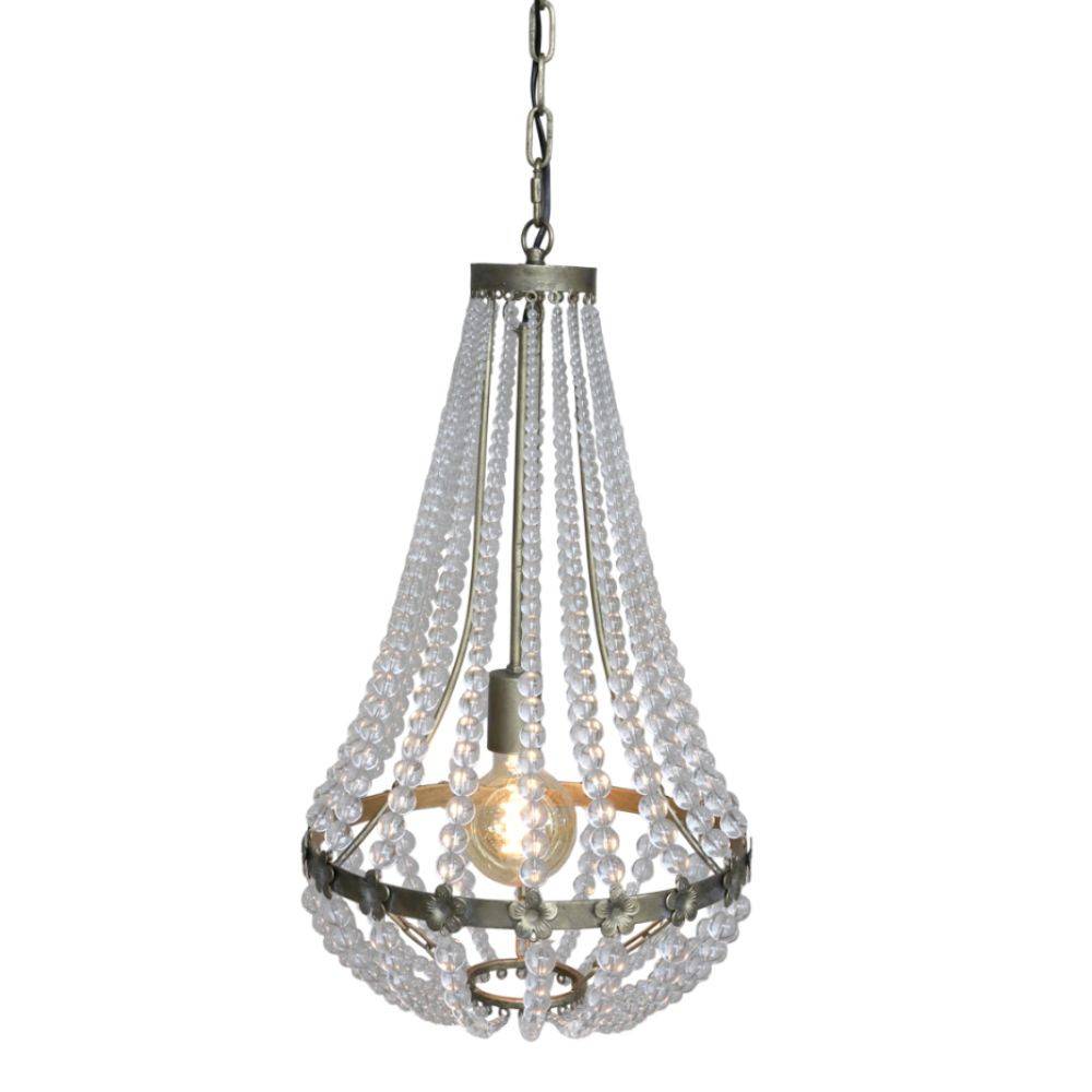 Chemin De Campagne - Lustre avec prisme en verre et fer laiton antique Ø.35.5 x Ht.60 cm Chemin de campagne - Imagen 1