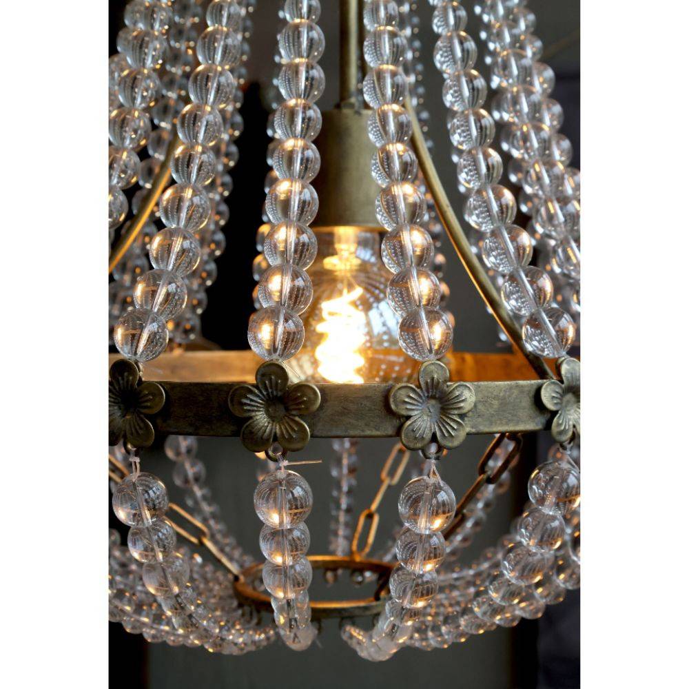 Chemin De Campagne - Lustre avec prisme en verre et fer laiton antique Ø.35.5 x Ht.60 cm Chemin de campagne - Imagen 4