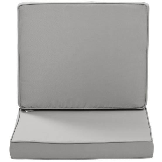 Ensemble de 2 coussins d'assise, 56 x 52 cm, housse en tissu avec fermeture éclair, épaisseur 7 cm, lavable, gris clair - Image 10