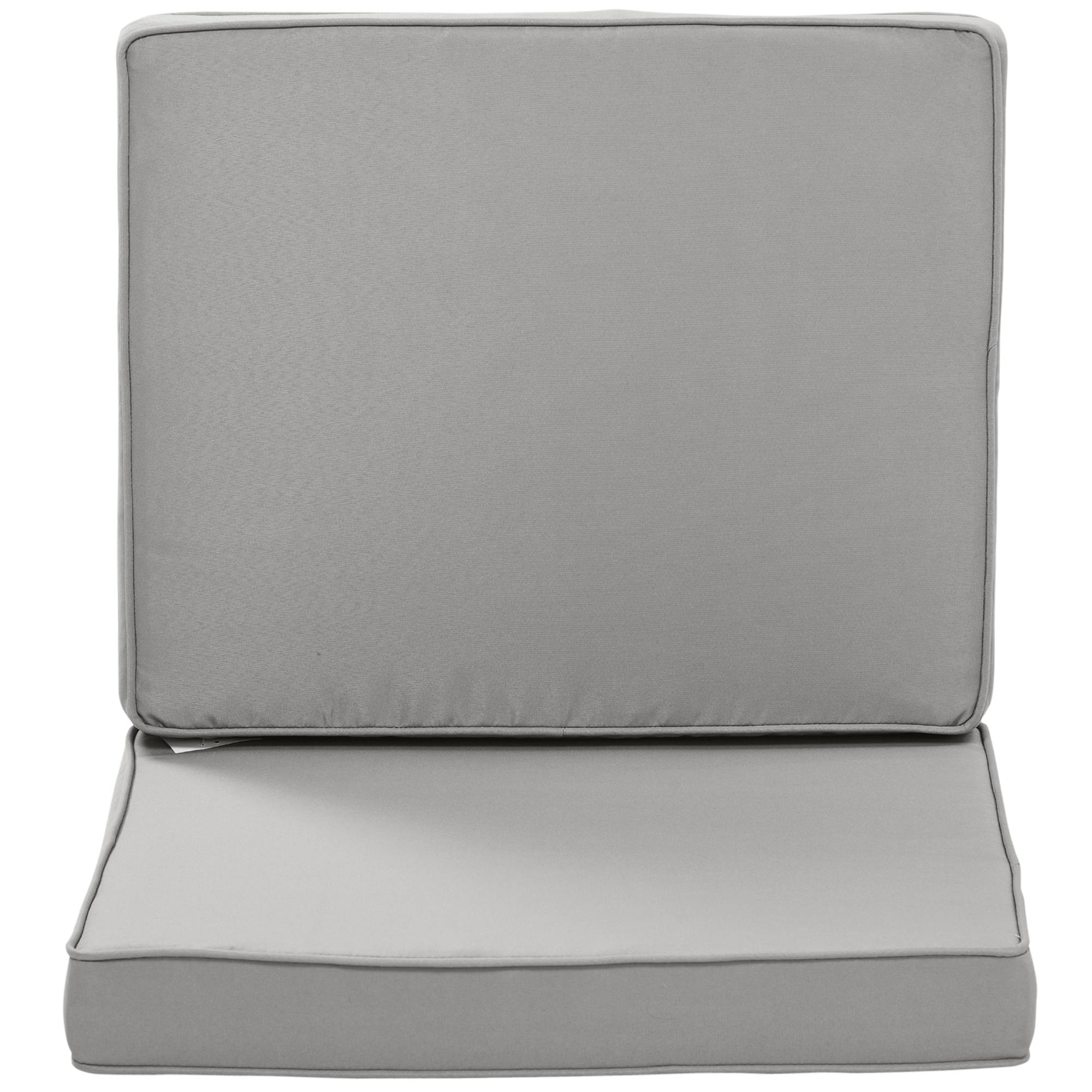 Ensemble de 2 coussins d'assise, 56 x 52 cm, housse en tissu avec fermeture éclair, épaisseur 7 cm, lavable, gris clair - Image 10
