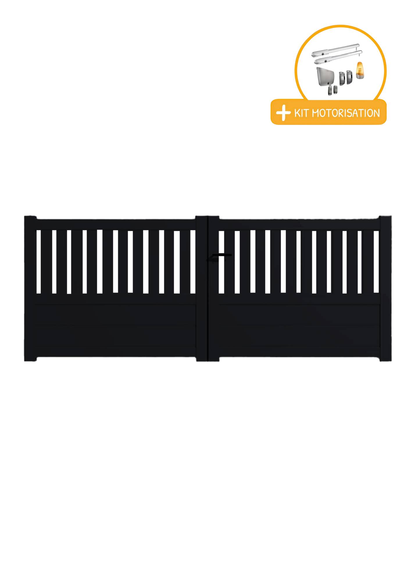 Portail Packit - Portail alu battant semi-ajouré en kit +MOT dim. L.3500 (entre piliers) X H.1300 mmMOT SGS Essential (vérins)  Noir (RAL 9005) - Imagen 1