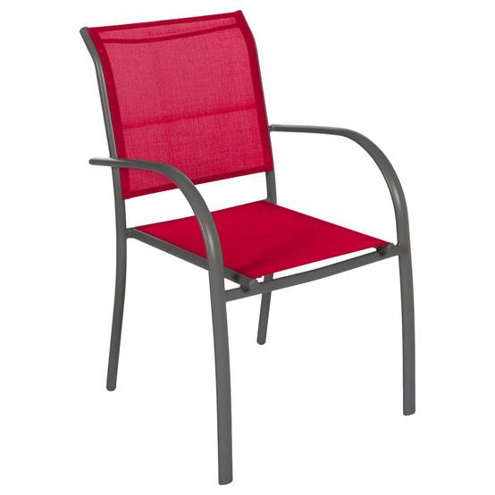 Hesperide - Fauteuil de jardin empilable "Piazza" grenade & graphite en aluminium traité époxy Hespéride - Image 2