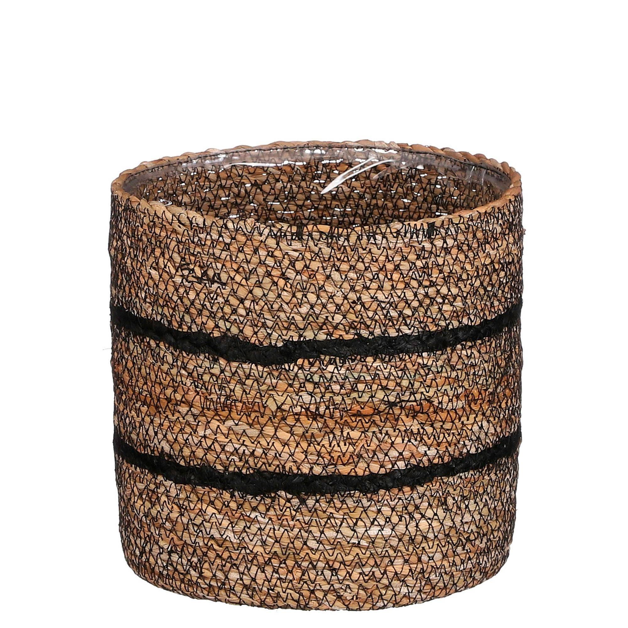 Mica Decorations - Panier Celestial Noir Seagrass Ø12 x H12 cm - MICA DECORATIONS