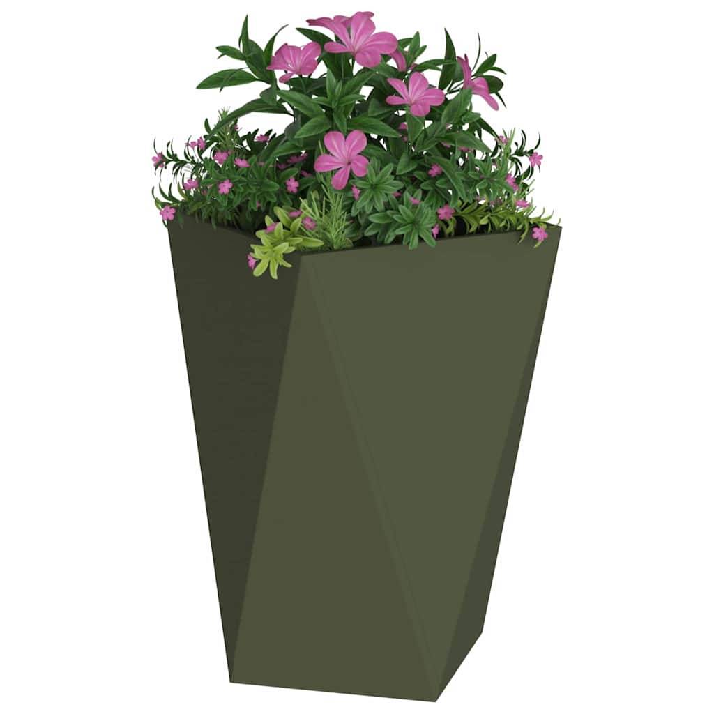 Jardinière acier vert olive 50 x 50 x 75 cm - PANGIVO - Image 3