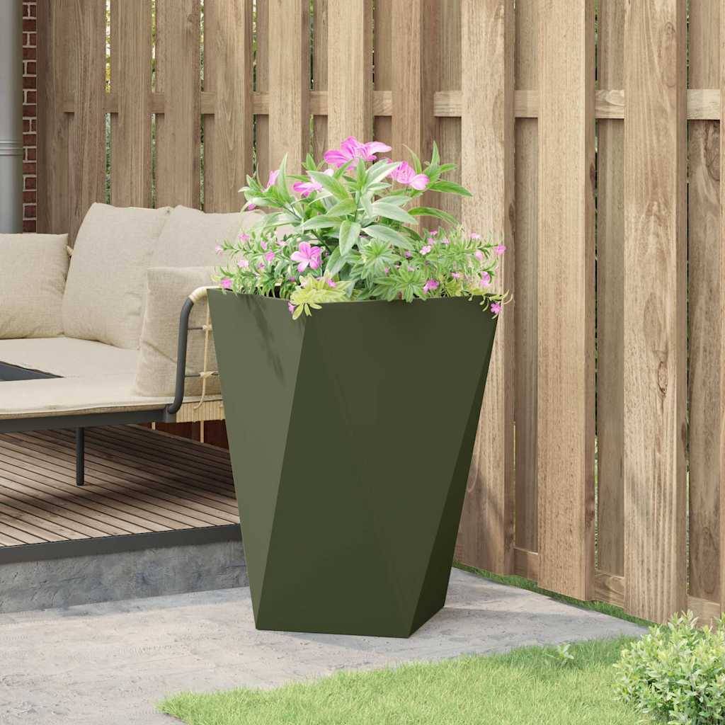 Jardinière acier vert olive 50 x 50 x 75 cm - PANGIVO - Image 4