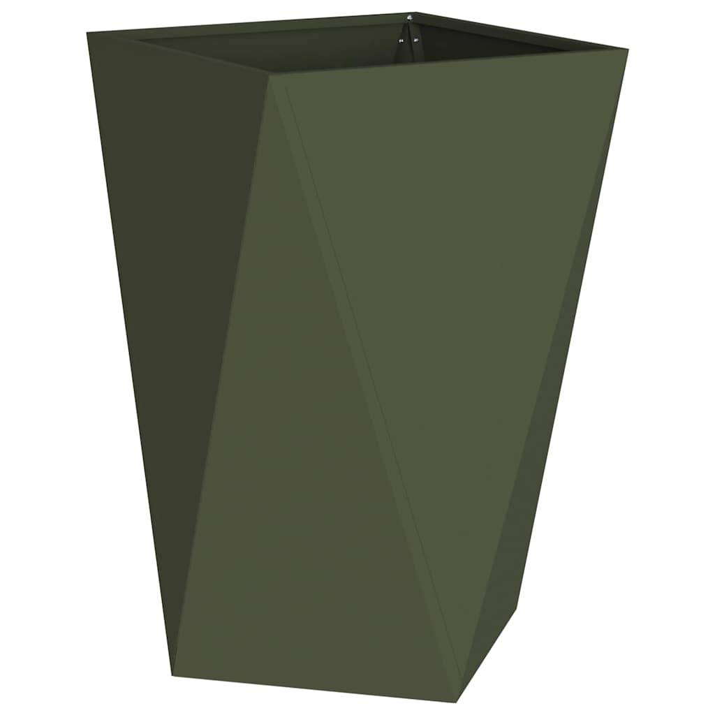 Jardinière acier vert olive 50 x 50 x 75 cm - PANGIVO - Image 2