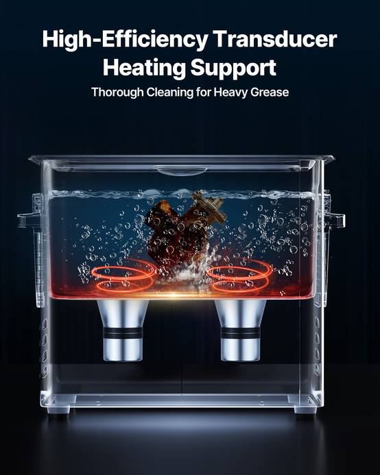 Vevor - VEVOR Nettoyeur à ultrasons 6 L, 120 W 40 kHz, panier et affichage numérique, acier inoxydable, pour bijoux, montres, lunettes - Image 3