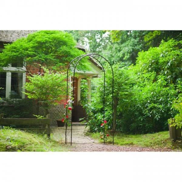 NATURE Pergola acier galvanisé laqué époxy noir décor volutes - H230 x 100 x 37 cm - Image 2