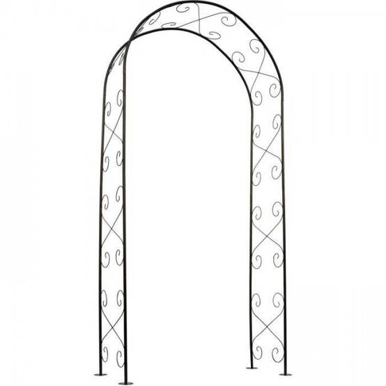 Nature - NATURE Pergola acier galvanisé laqué époxy noir décor volutes - H230 x 100 x 37 cm - Image 1