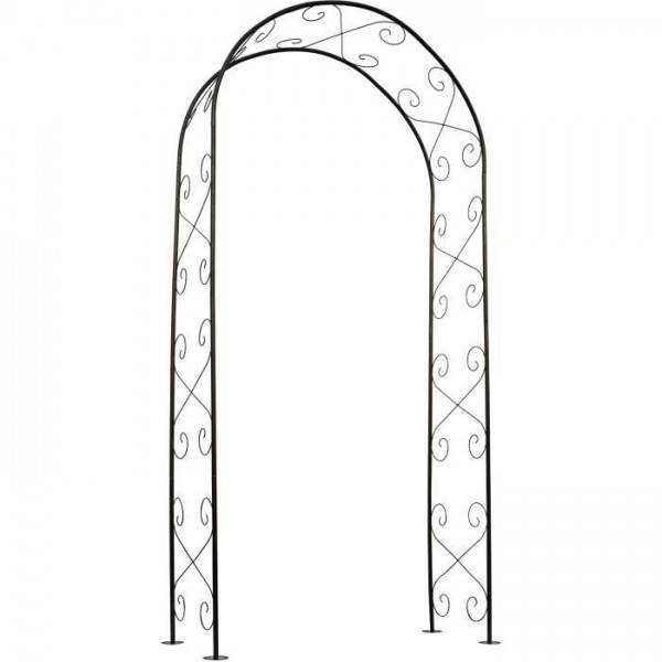 NATURE Pergola acier galvanisé laqué époxy noir décor volutes - H230 x 100 x 37 cm - Image 1
