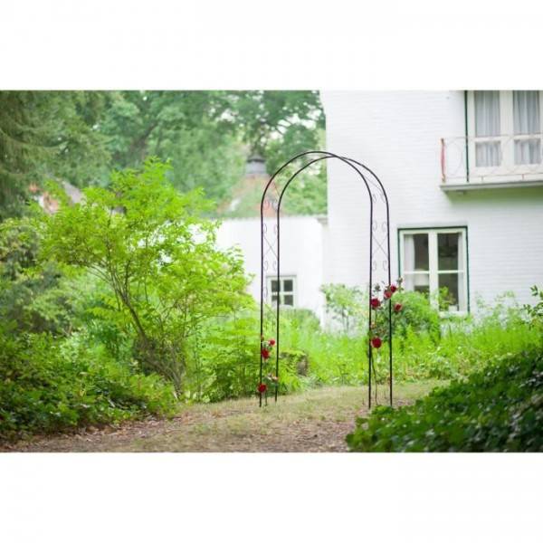 NATURE Pergola acier galvanisé laqué époxy noir décor volutes - H230 x 100 x 37 cm - Image 4