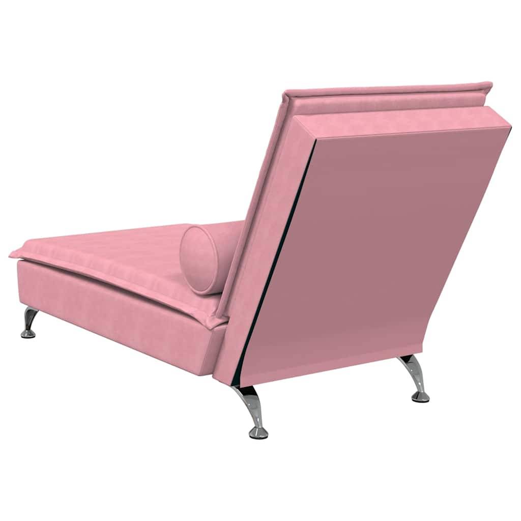 Maison Chic - Bain de soleil - Transat - Chaise longue de massage avec traversin rose velours - MEUBLE PRO ny676 - Image 6