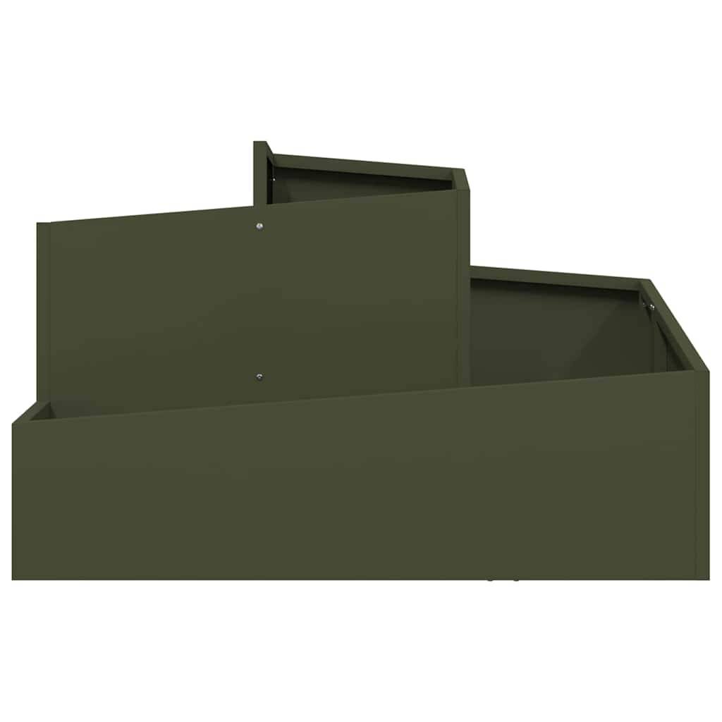 Cache-pot de jardin acier vert olive 80 x 80 x 50 cm - PANGIVO - Image 5