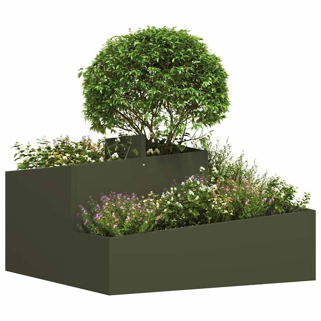 Cache-pot de jardin acier vert olive 80 x 80 x 50 cm - PANGIVO - Image 3