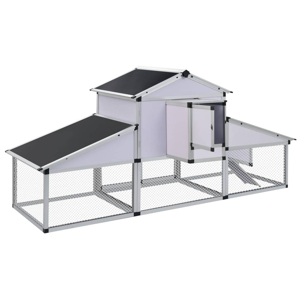 Helloshop26 - Grande cage à poules poulailler aluminium MDF avec rampes et 1 Pondoir 258 cm - Imagen 4