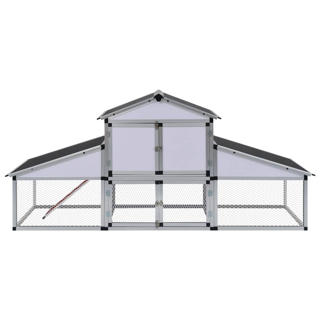 Helloshop26 - Grande cage à poules poulailler aluminium MDF avec rampes et 1 Pondoir 258 cm - Imagen 3