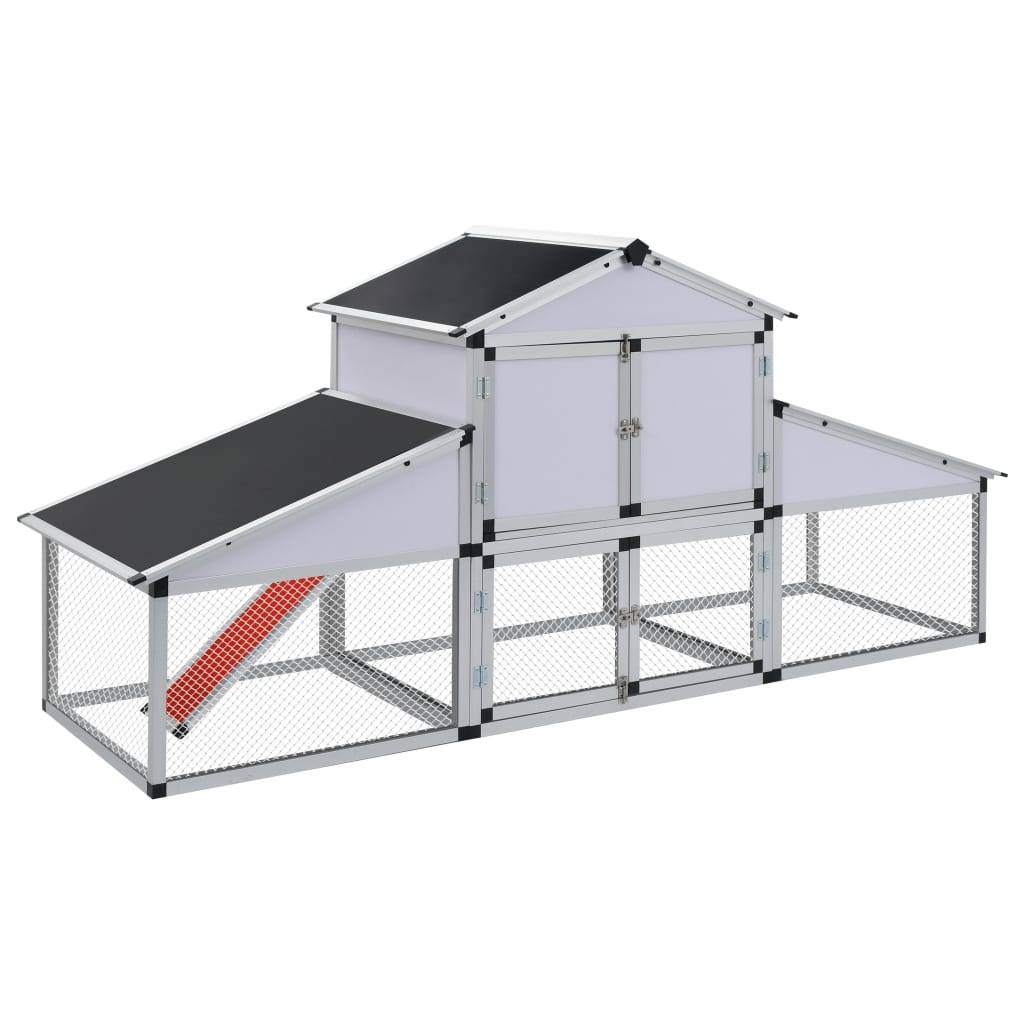 Helloshop26 - Grande cage à poules poulailler aluminium MDF avec rampes et 1 Pondoir 258 cm - Imagen 2
