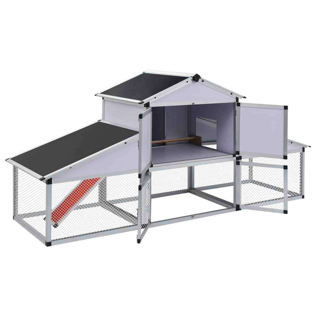 Helloshop26 - Grande cage à poules poulailler aluminium MDF avec rampes et 1 Pondoir 258 cm - Imagen 1