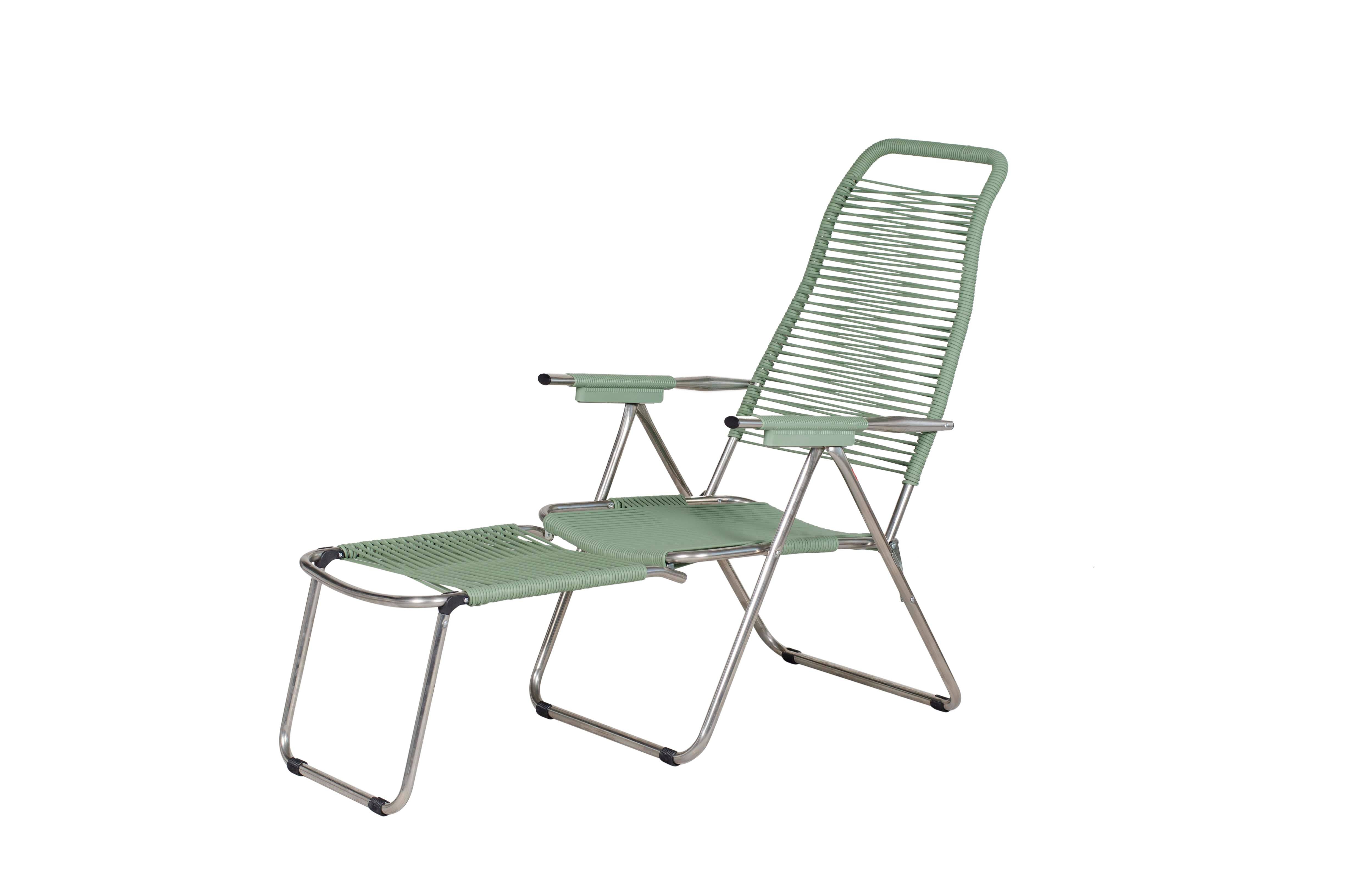 Fiam - Fauteuil Relax SPAGHETTI Aluminium BRUT PVC VERT SAUGE 127/168x60x73/108 cm FIAM - Imagen 1