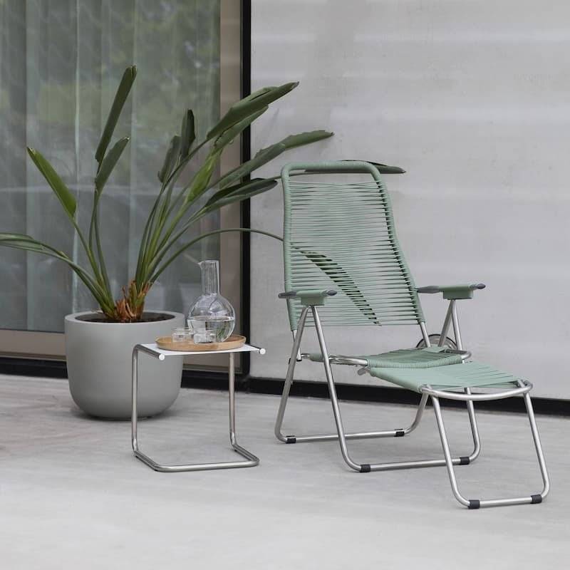 Fiam - Fauteuil Relax SPAGHETTI Aluminium BRUT PVC VERT SAUGE 127/168x60x73/108 cm FIAM - Imagen 4