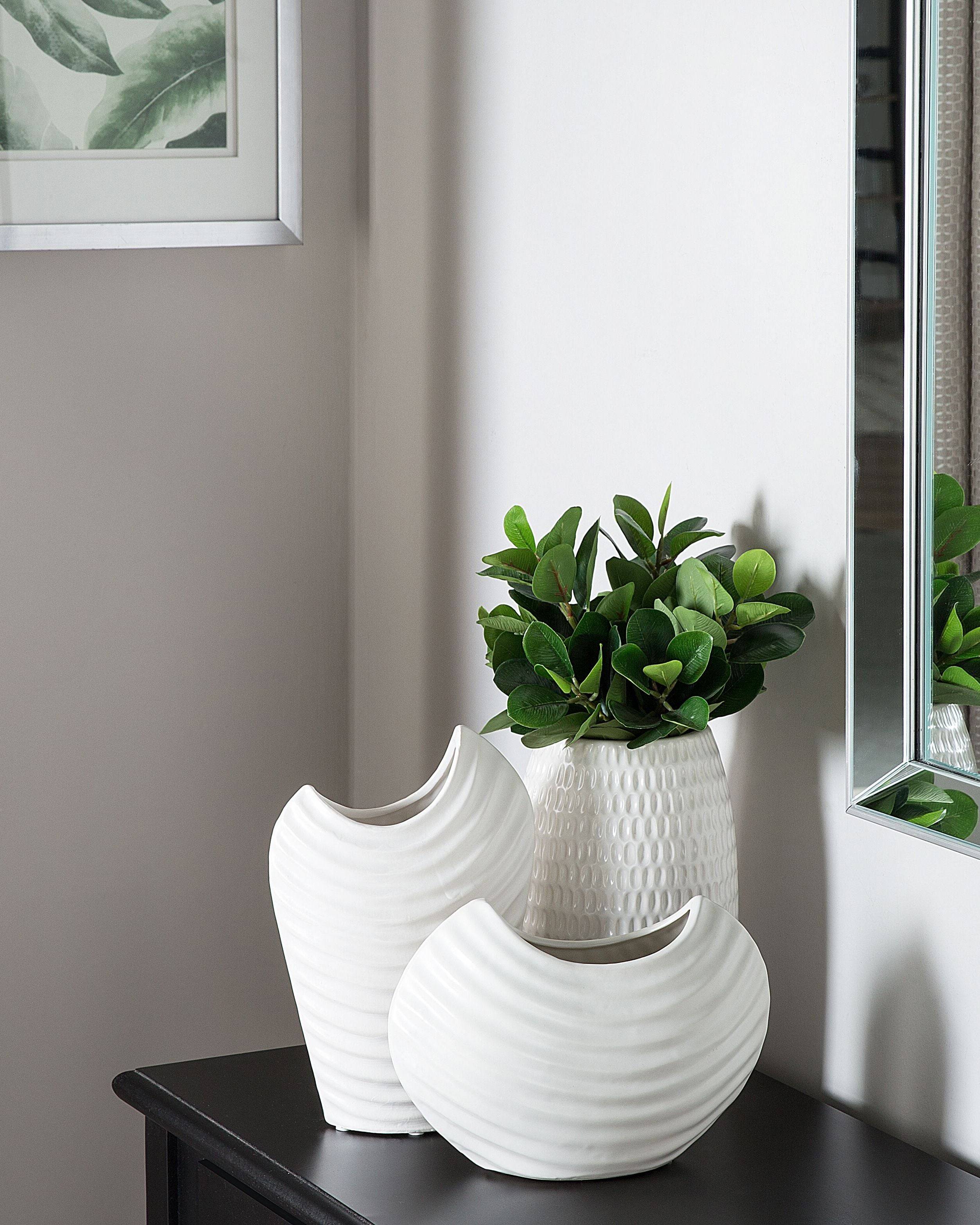 Beliani - Vase décoratif Grès Blanc LINZI - 14x14x25- Beliani - Image 1