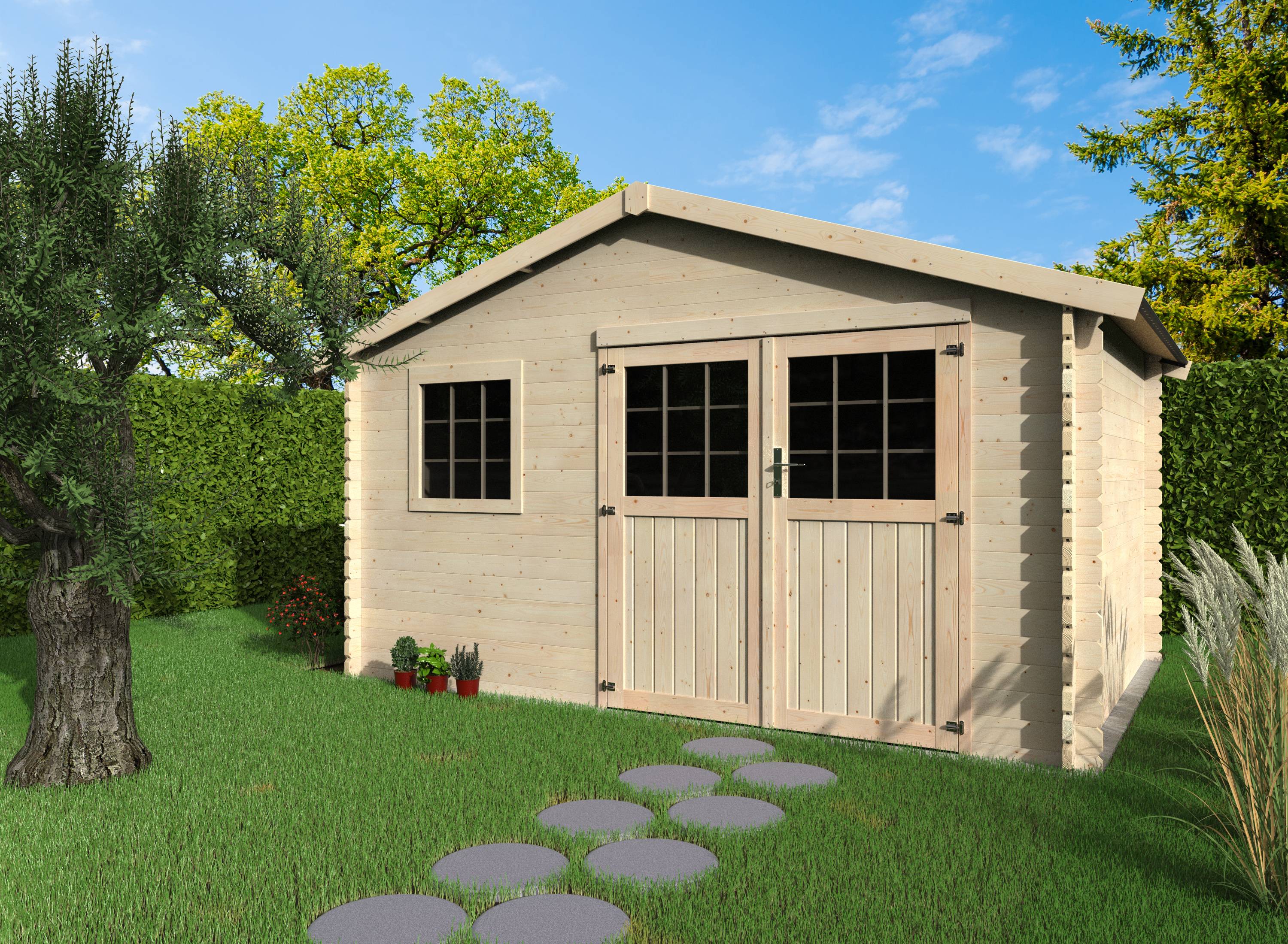 Decor et Jardin - ABRI DE JARDIN BOIS TORCAL - 10,14 m² - Ep : 34 mm - 3,98x2,98 - couleur naturel - Décor et Jardin - Image 2