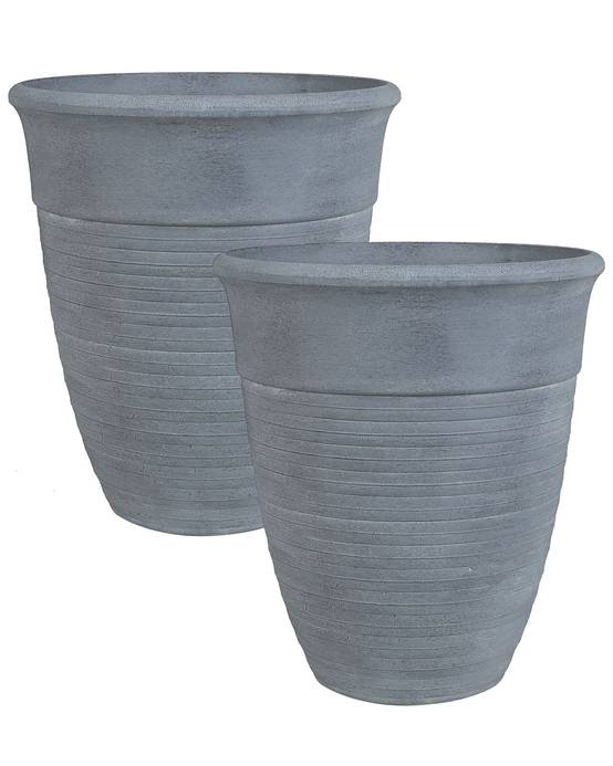 Cache-pot d'extérieur Fibre d'argile Gris KATALIMA - Beliani - Image 1