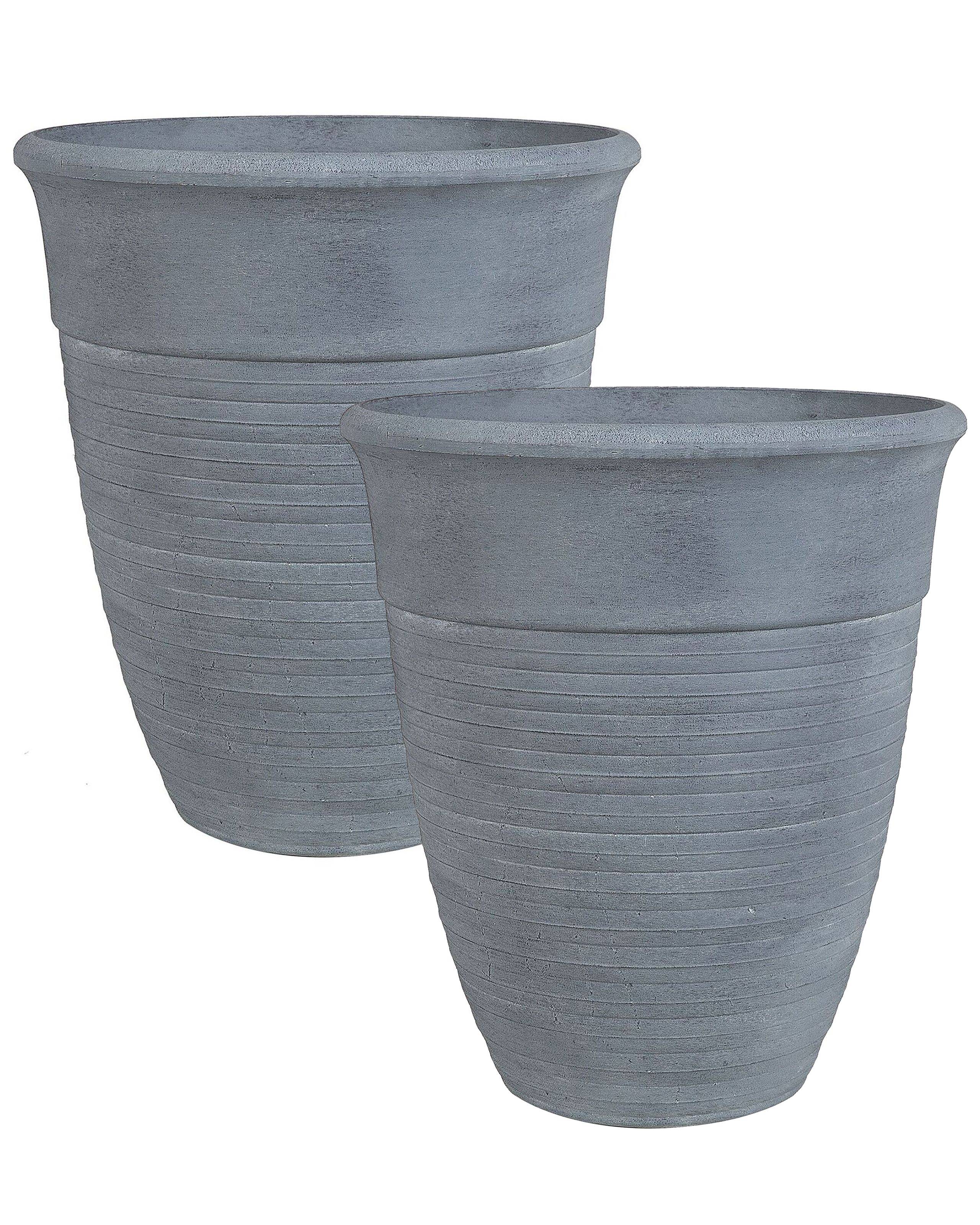 Cache-pot d'extérieur Fibre d'argile Gris KATALIMA - Beliani - Image 1