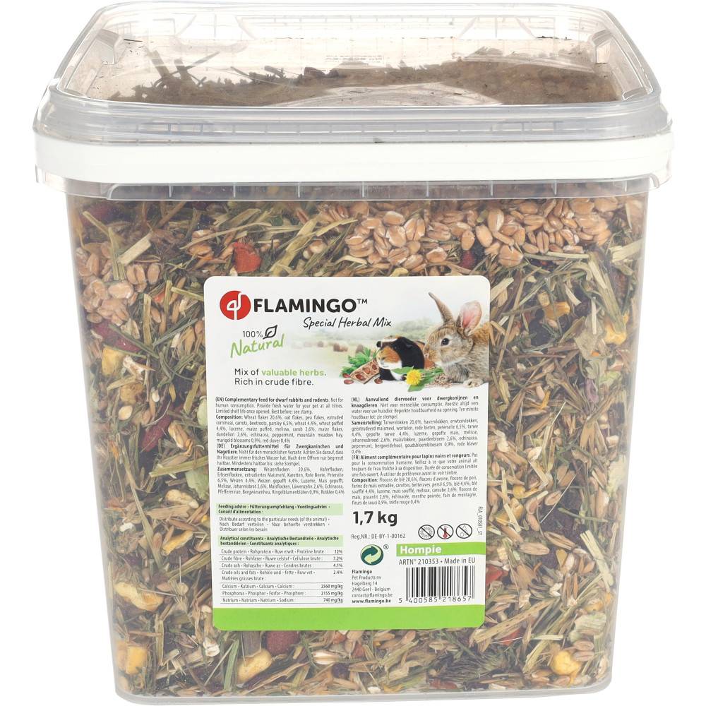 Friandise Mélange d'herbes Énergie Hompie seau 1,7 kg pour Lapin et Rongeur - Image 1