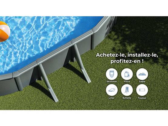 Gré - Gré - Piscine ovale acier Gris Anth. 6,34m x 3,99m x H.1,22m - Image 4