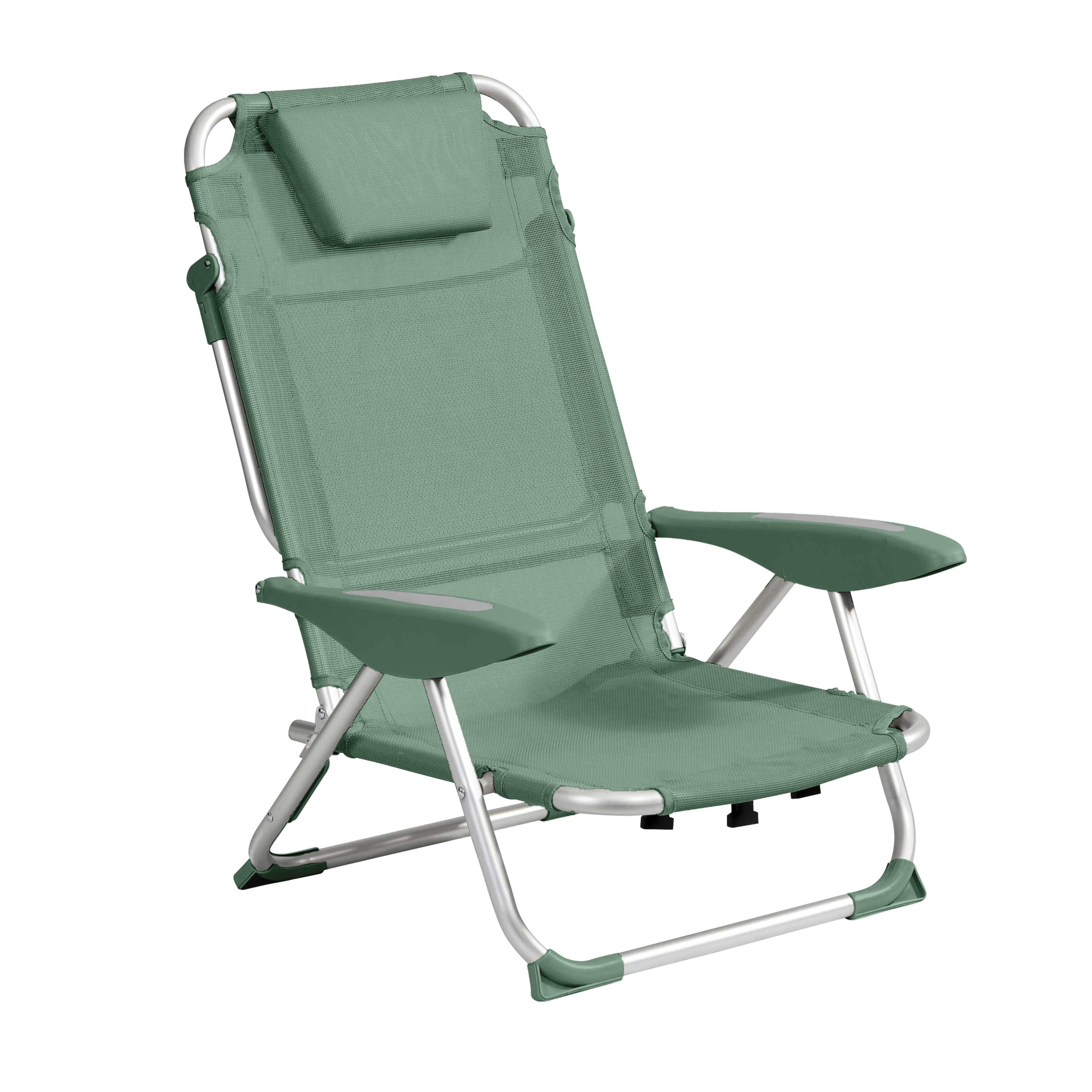 Oviala - Lot de 2 fauteuils clic clac des plages en polyester vert amande Clic Clac des plages - Oviala - Imagen 3