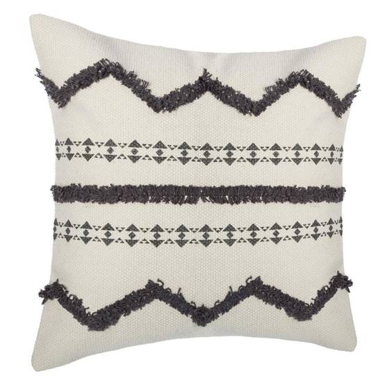 Housse de Coussin Tuftée "Etnik II" 40x40cm Gris - Image 1
