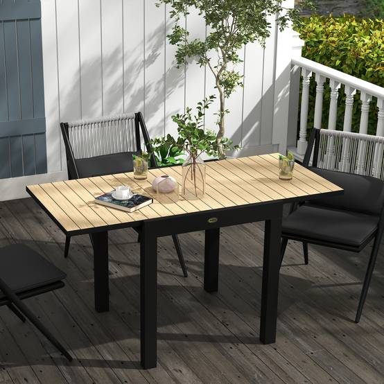 Table repas aluminium extensible jaune 81/162x80x75cm, 6 personnes, charge 70kg balcon terrasse - Image 2