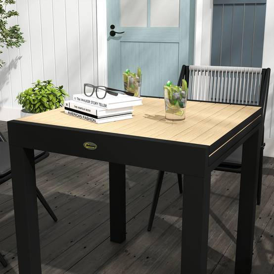 Table repas aluminium extensible jaune 81/162x80x75cm, 6 personnes, charge 70kg balcon terrasse - Image 8
