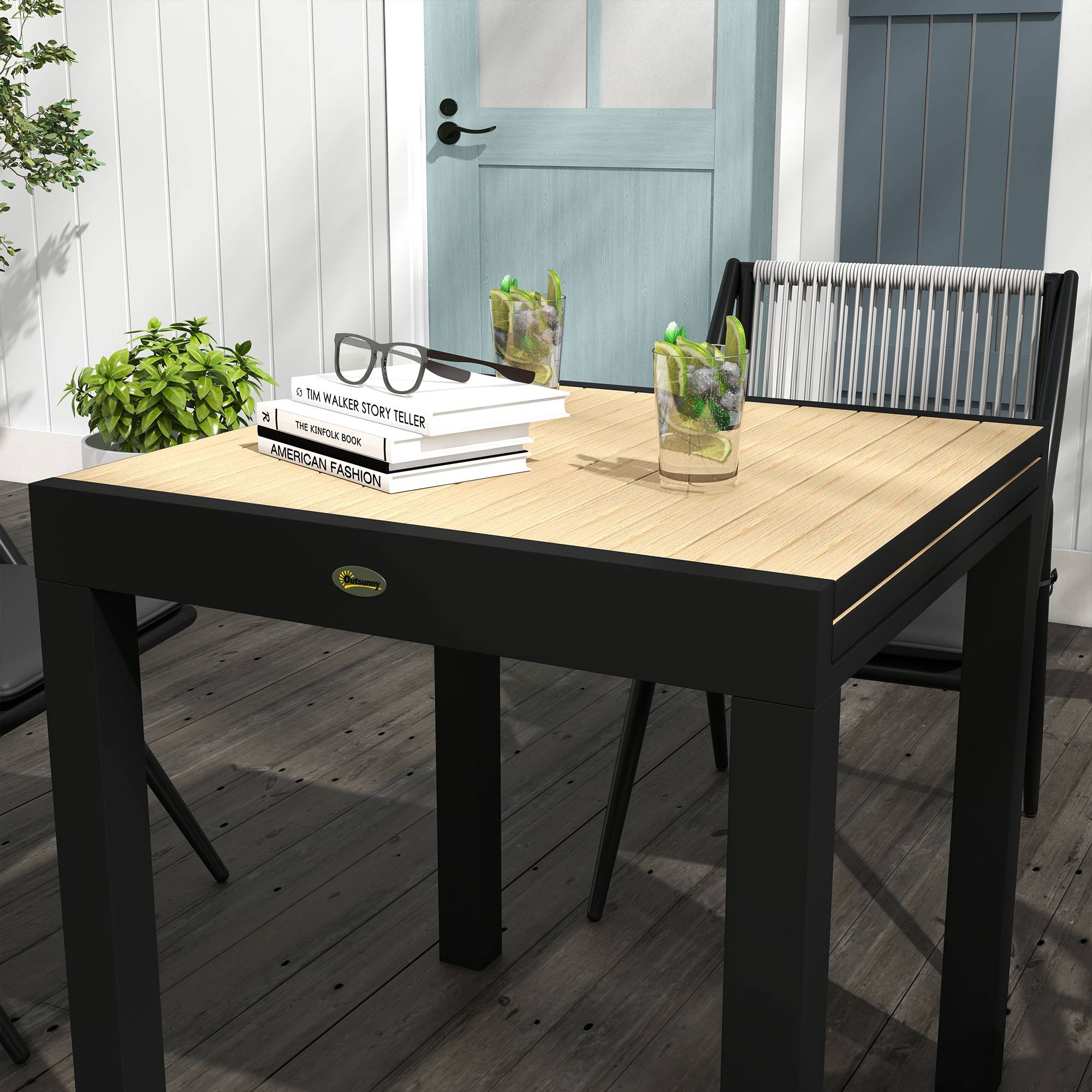 Table repas aluminium extensible jaune 81/162x80x75cm, 6 personnes, charge 70kg balcon terrasse - Image 8