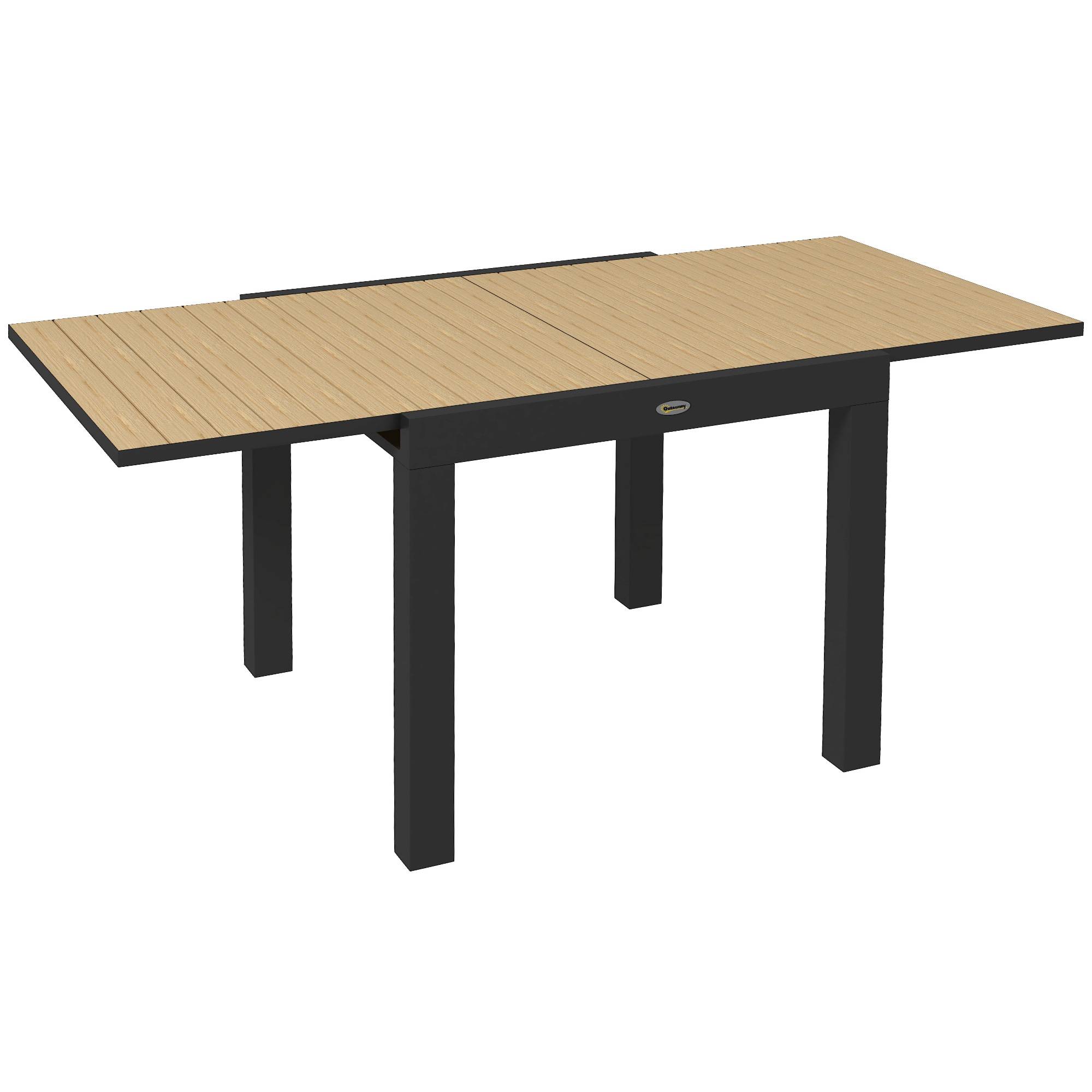 Table repas aluminium extensible jaune 81/162x80x75cm, 6 personnes, charge 70kg balcon terrasse - Image 1