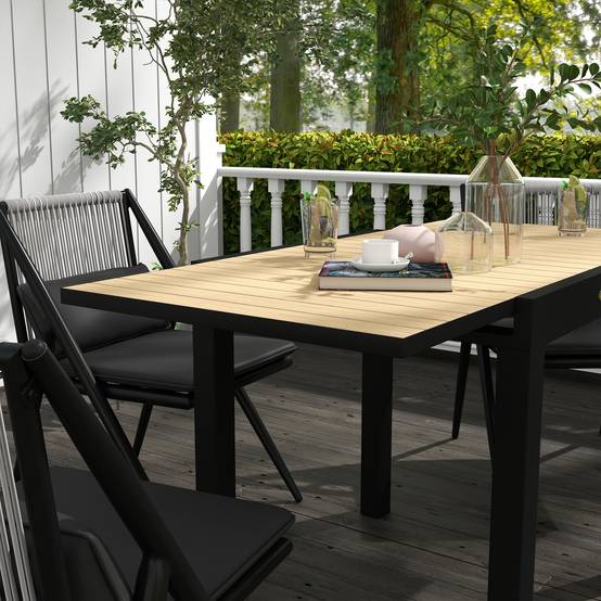 Table repas aluminium extensible jaune 81/162x80x75cm, 6 personnes, charge 70kg balcon terrasse - Image 7