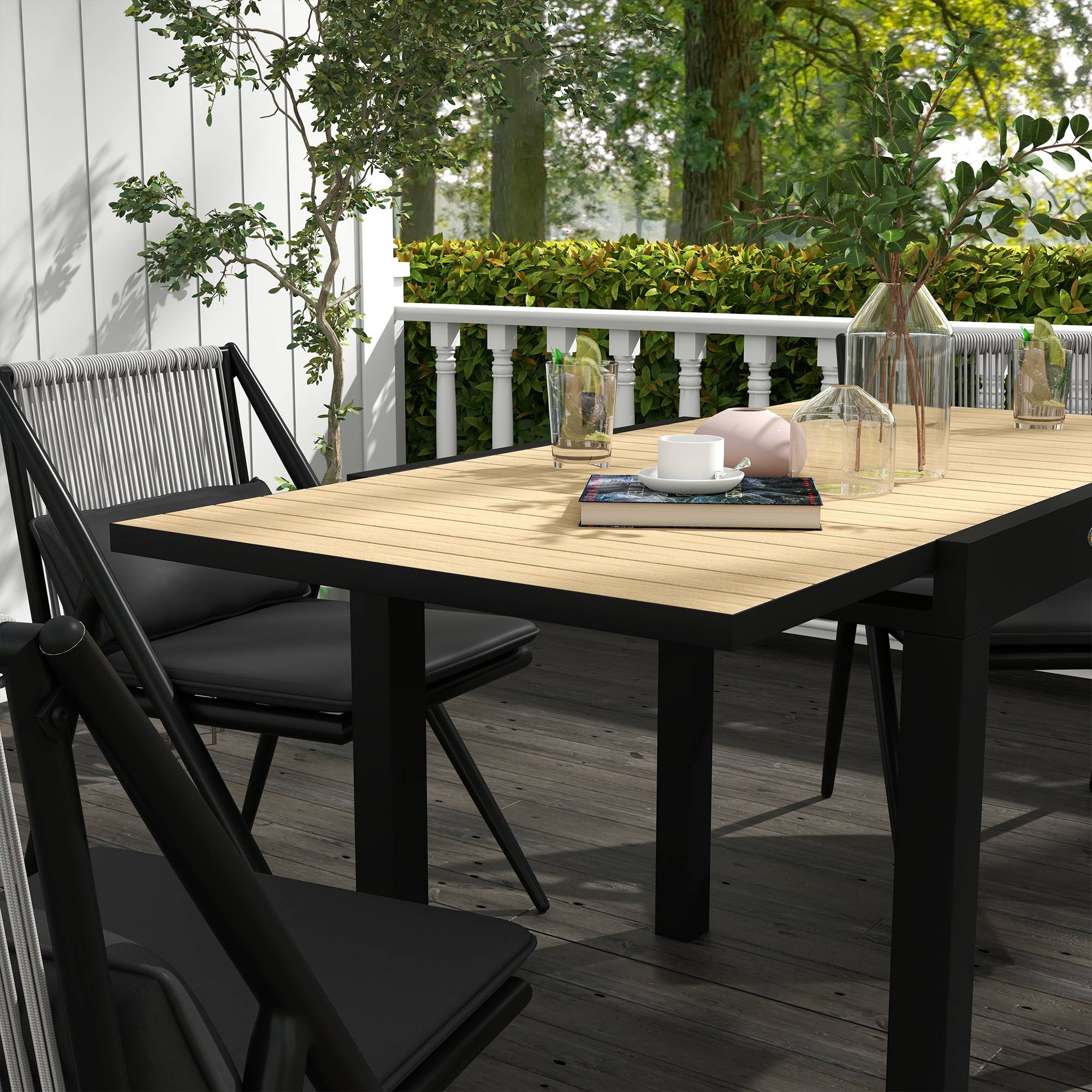 Table repas aluminium extensible jaune 81/162x80x75cm, 6 personnes, charge 70kg balcon terrasse - Image 7