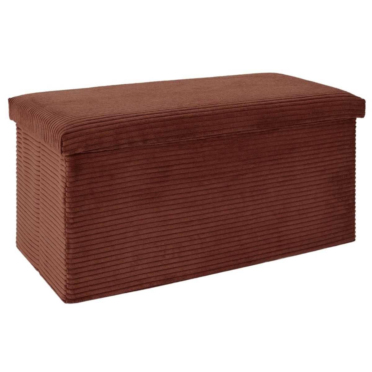 Banc Coffre Pliable Côtelé Terracotta 76x38 cm - AMORY - Image 1