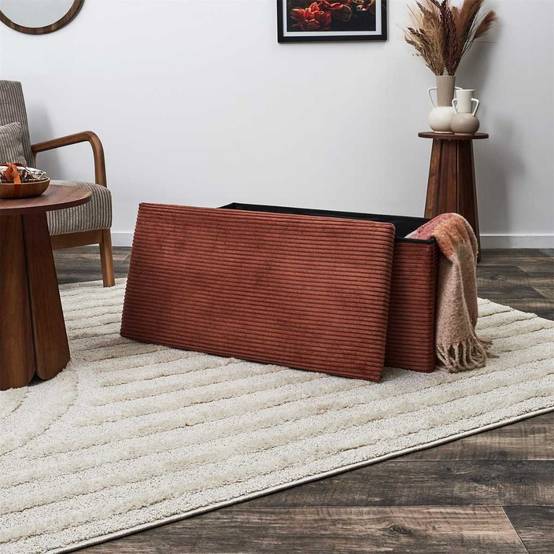 Banc Coffre Pliable Côtelé Terracotta 76x38 cm - AMORY - Image 4